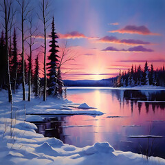 Wall Mural - sunset in winter