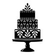 Decorated wedding cake icon symbol silhouette. Vector illustration
