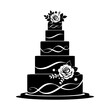Stacked wedding cake dessert icon symbol silhouette. Vector illustration
