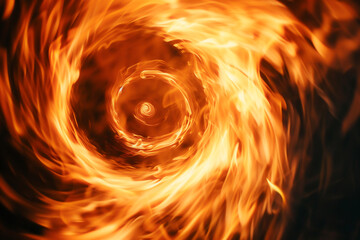 Wall Mural - an endless spiral of fire against a stark black background.