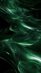 Aufkleber - Abstract green smoke waves on black background