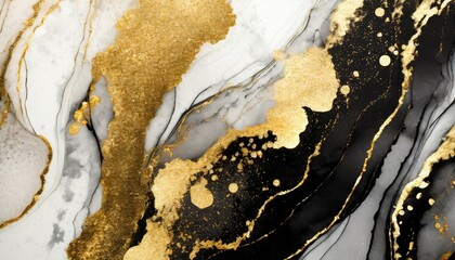 Wallpaper  splashes, Gold abstract black marble background art paint pattern ink texture watercolor white fluid wall. Abstract liquid gold design luxury wallpaper nature black brush oil modern 