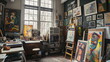 Creative Workspace inspiration, Artist studio filled with art supplies and works in progress