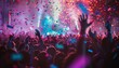 © chartchai - A group of people are celebrating with confetti and fireworks by AI generated image