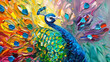 abstract oil painting of peacock