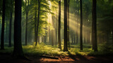 Fototapeta Pokój dzieciecy - sun rays in the forest.
