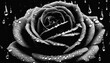 Monochrome rose with water droplets