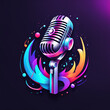 Background with microphone for recording studio logo