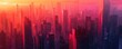 Sunset skyline of a futuristic city