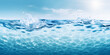 Blue sea or ocean water surface calm wave fresh mineral with sunny and cloudy sky background 