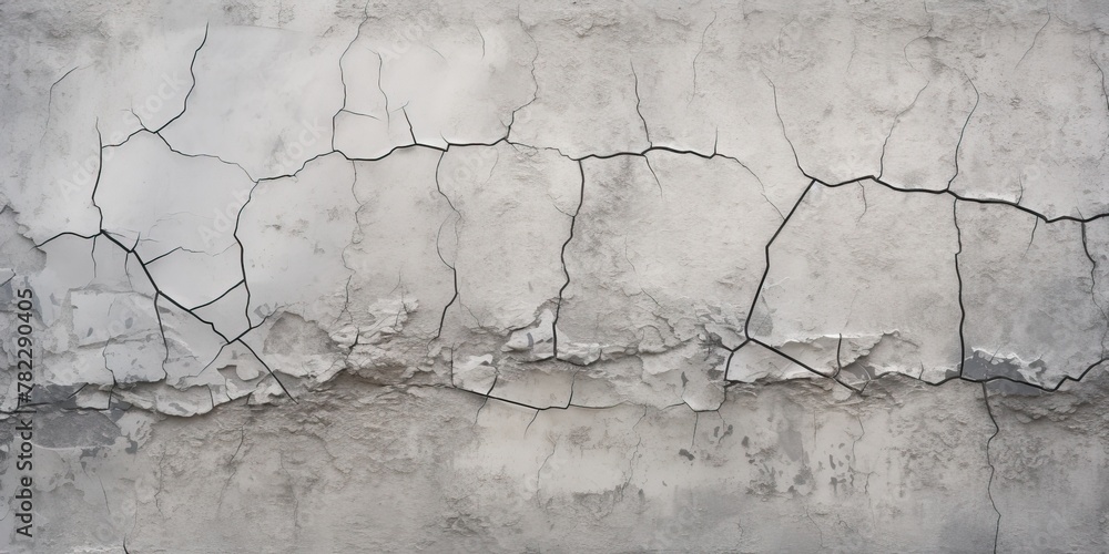 Crack in Old Gray Wall, Consequences of Earthquake Illustration, Cracked Wall Texture, Pattern,