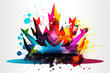 Colorful crown in the style of watercolor paint and ink splash or stroke.