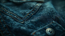 Close-up Of Denim Jeans Texture With Stitches.
