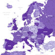 Europe - Highly Detailed Vector Map of the Europe. Ideally for the Print Posters. Purple Lilac Monochrome Retro Style