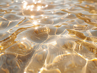 Wall Mural - golden transparent water surface with ripples