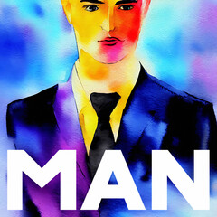 Canvas Print - Elegant fashion man watercolor