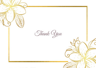 Gold Elegant Floral Wedding Thank You Card