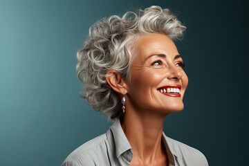 Wall Mural - beautiful woman with gray hair