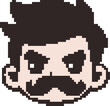 Man with moustache pixel style