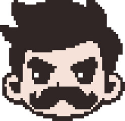 Canvas Print - Man with moustache pixel style