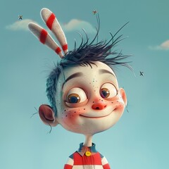 a whimsical cartoon character with playful expressions.