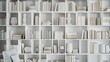 Elegant Bookcase Showcasing Diverse Literature and Academic Resources on Clean White Background