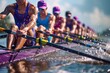 Women rowing together on the water