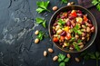 Top view of homemade three bean salad in a bowl