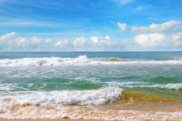 Wall Mural - Sea and blue sky background.