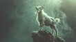 goat standing on a rock looking upwards