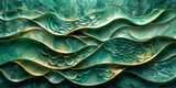 Fototapeta Fototapety z końmi - Green wave background, lines as jade and pearl vines forming a visually captivating wallpaper