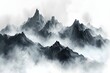Misty Peaks in Monochrome Harmony. Concept Landscape Photography, Monochrome, Misty Peaks, Nature Scene, Black and White