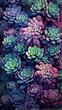 Lush Succulent Garden in Teal and Purple Generative AI