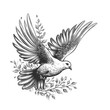 Graceful Dove in Monochrome Splendor Generative AI