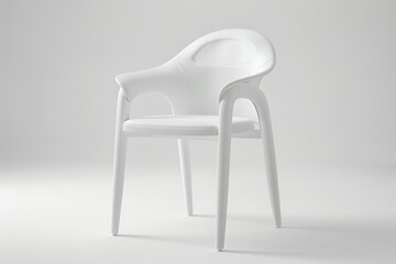 Sticker - Modern designer chair in white made of plastic wood and leather isolated on white background Furniture series