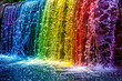 Colorful rainbow waterfall, background