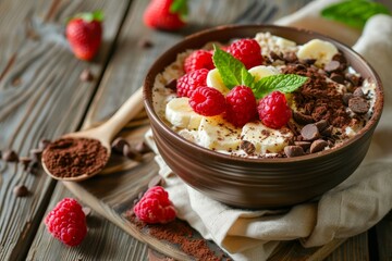 Canvas Print - Overnight tiramisu porridge for a delicious and healthy breakfast