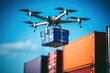Aerial Delivery: Drone Transporting Cargo in Cinematic Sky Generative AI