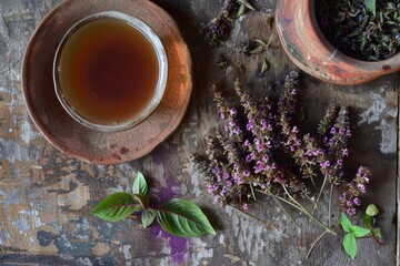 Poster - Tea made from holy basil an Ayurvedic herb