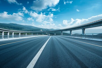 Wall Mural - Asphalt road and bridge under clear sky