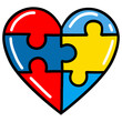 Autism Puzzle Colorful Heart Shape Pieces Vector Illustration Art Doodle