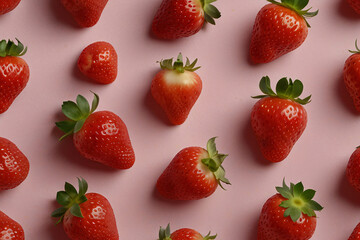 Wall Mural - strawberry fruit on pink background