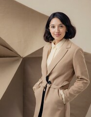 Wall Mural - A formal woman posing, looking at the camera