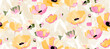 Abstract floral seamless pattern. Bright colors, gouache painting
