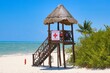 Life guard station with Red Cross symbol