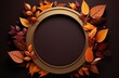 Cozy Autumn Leaves with Rustic Frame Generative AI