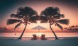 Serene Tropical Sunset Landscape Generative AI