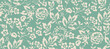 Simple monochrome two-color seamless pattern with flowers silhouette.