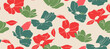 Simple minimalistic summer tropical floral seamless pattern