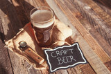 Fototapeta Nowy Jork - Cold Craft Beer on the wooden table.